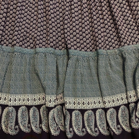 Vintage SFERA Maxi Dress‎ Blue Green print Large 100% Viscose Bohemian Summer - Picture 10 of 15